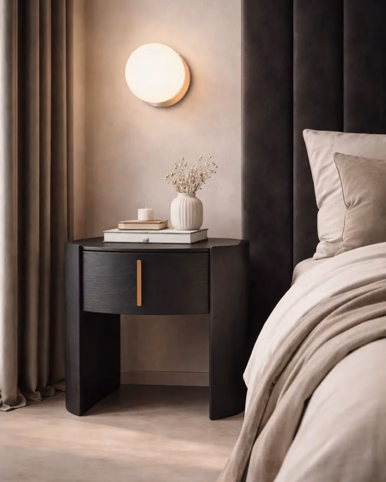 Tommy Franks Tulume Bedside Table in Matt Black Oak