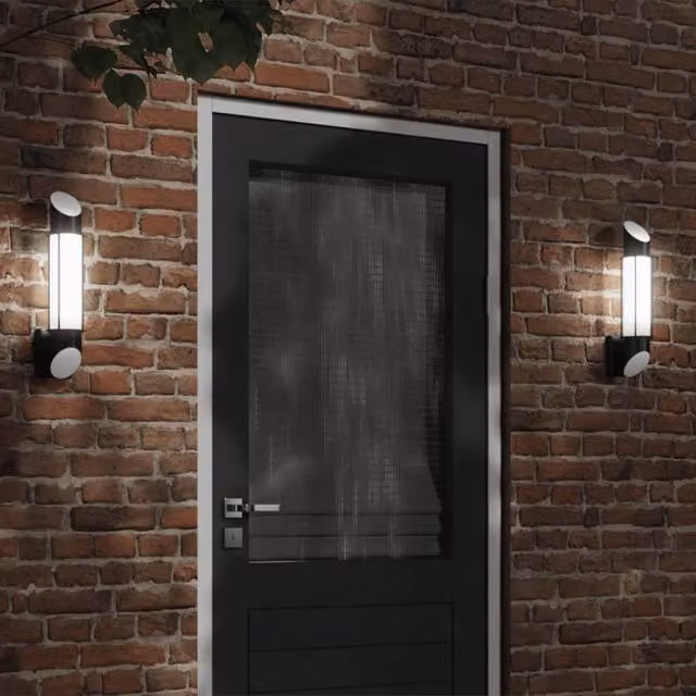 Berkfield Home Set of 2 Black Stainless Steel Modern Outdoor Wall Lights – 1