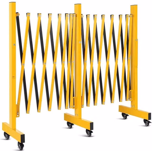 VOGREX Yellow Steel Retractable Expandable Outdoor Safety Barrier Gate
