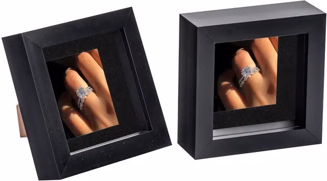 Nicola Spring Pack of 2 Black 3D Box Photo Frames with 2 x 2 inch Mounts