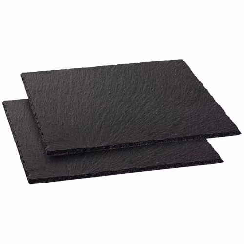 Argon Tableware Square Slate Serving Platters, Pack of 2, Black or Grey, 33 cm – 1