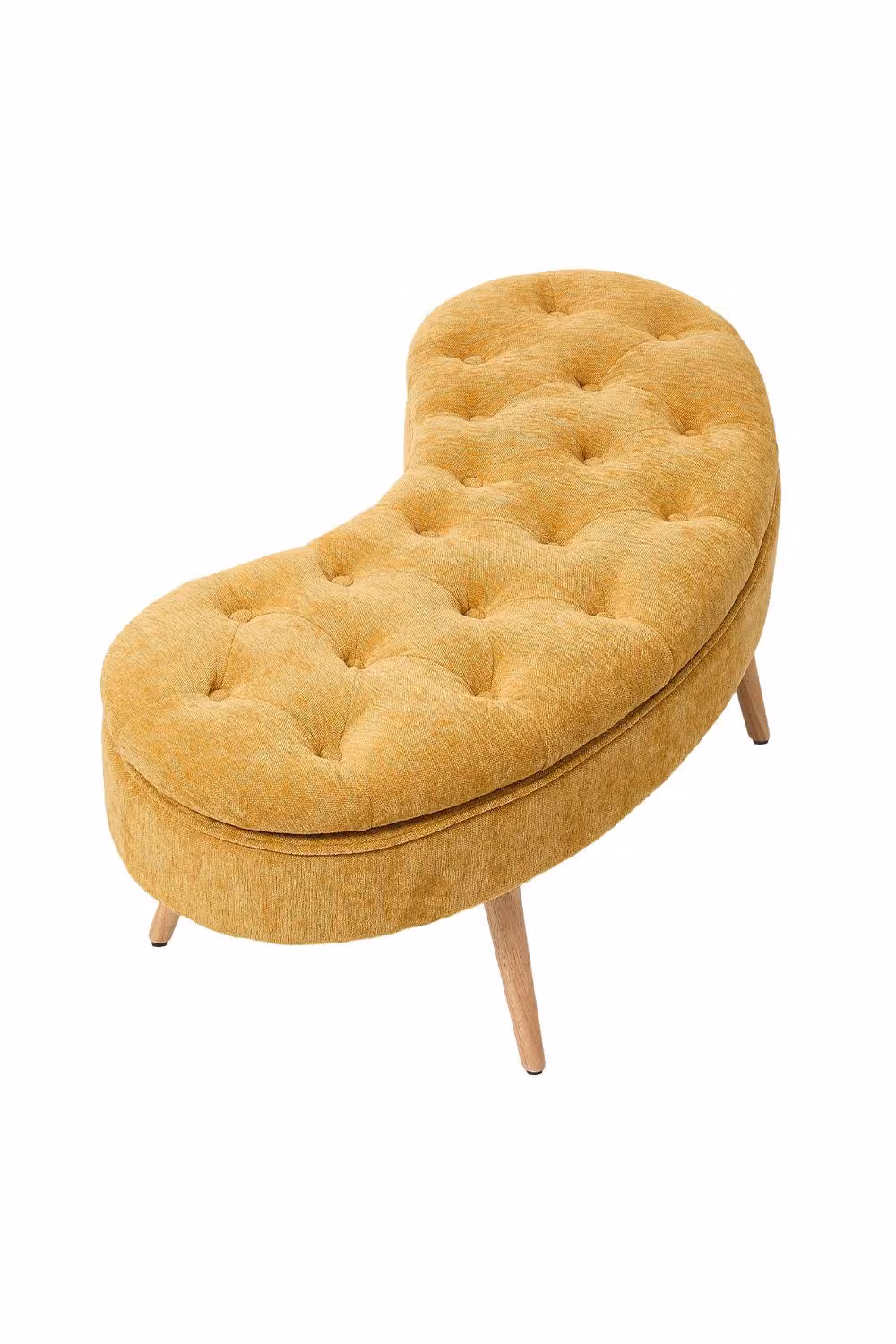 Living and Home Chenille Upholstered Button Tufted Storage Ottoman Bench in Yellow – 3