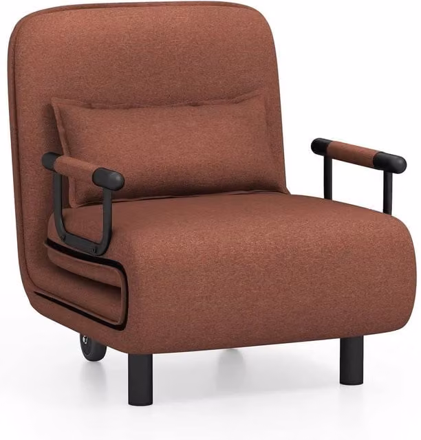 Kelvenix Brown Folding Single Sofa Bed Chair with Armrests, W/D/H: 64 x 188 cm – 1