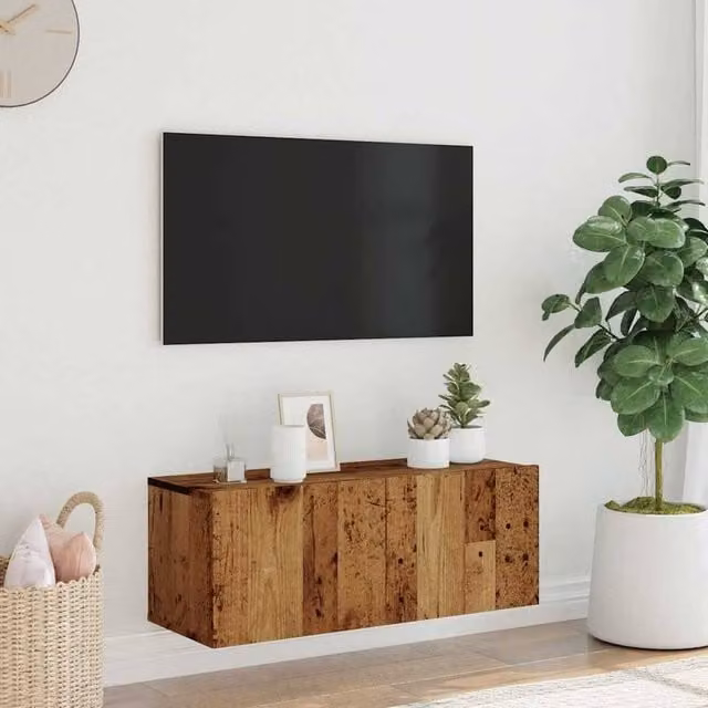 Berkfield Home Wall Mounted TV Cabinet in Old Wood Brown, W/D/H: 80 x 30 x 30 cm – 1