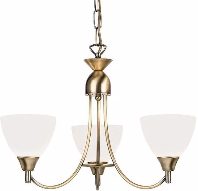 Loops 3-Light Hanging Ceiling Pendant Light in Antique Brass and Glass