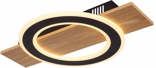 Netlighting Jayden Semi Flush Ceiling Light, Wood Look LED, Warm White 3000K, Brown and Black – 1
