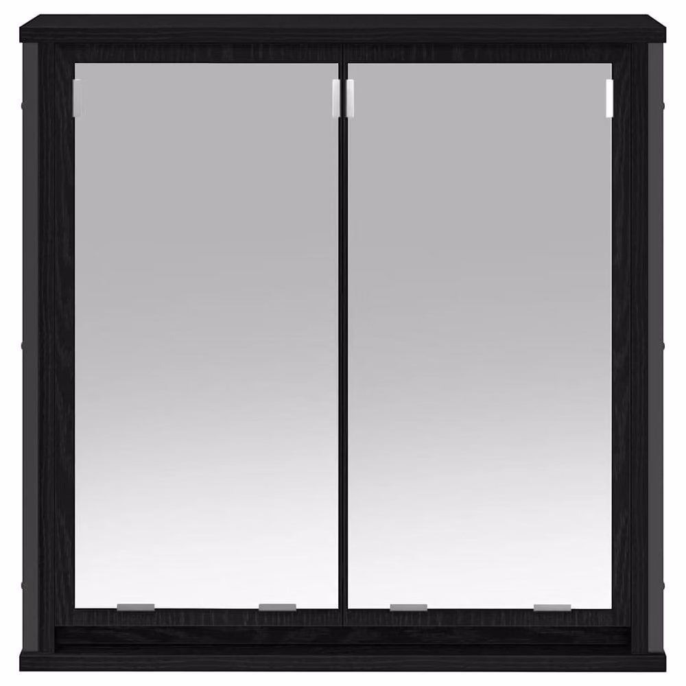 Berkfield Home Modern Black Oak Bathroom Wall Cabinet with Mirror and Internal Shelves, W/D/H: 60 x 21 x 60 cm – 5