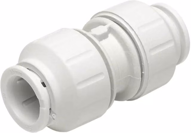 John Guest Straight Coupler 10mm White Plastic Pack of 2