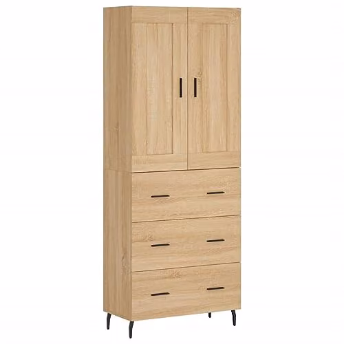 vidaXL Highboard in Sonoma Oak, Brown, W/D/H: 69.5 x 34.0 x 180.0 cm