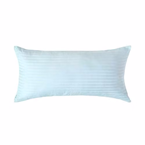 HOMESCAPES Blue Pure Egyptian Cotton Euro Size Satin Stripe Pillowcase with Zip, W/D/H: 40 x 80 cm