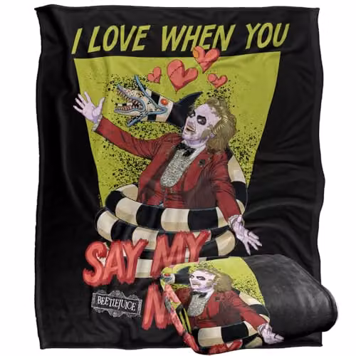Logovision Beetlejuice Same My Name Super Soft Silky Touch Fleece Throw Blanket, Multicolour, W: 152 cm, D: 127 cm – 1