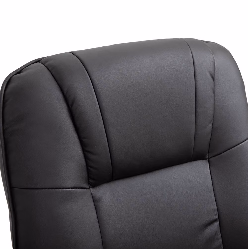 STILVORA Black Synthetic Leather Recliner Armchair with Manual Footrest and Ottoman – 5