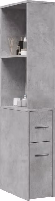 Berkfield Home Narrow Freestanding Bathroom Cupboard with Wheels in Concrete Grey