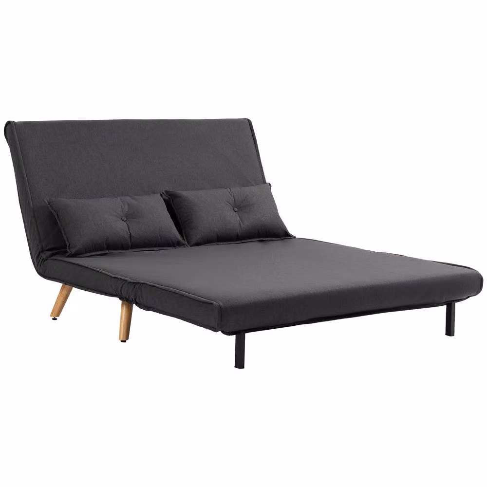 STILVORA Two-Seater Grey Fabric Sofa Bed with Adjustable Back and Scatter Cushions, W/D/H: 120 x 87 x 140 cm – 3