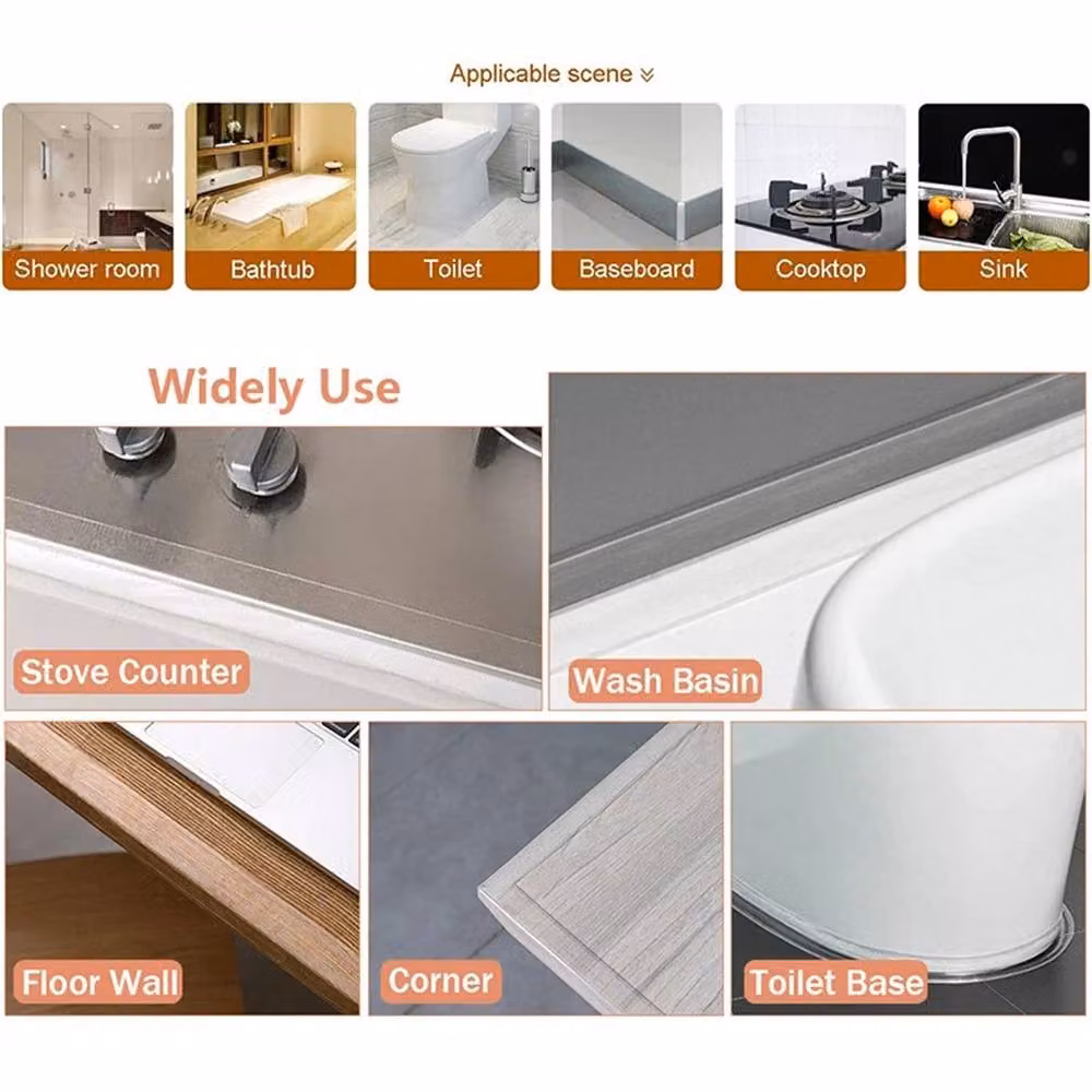 FLAVORA Waterproof Self-Adhesive Caulk Sealing Tape, White, 3 Rolls (Length: 3.2 m, Width: 38 mm) – 4