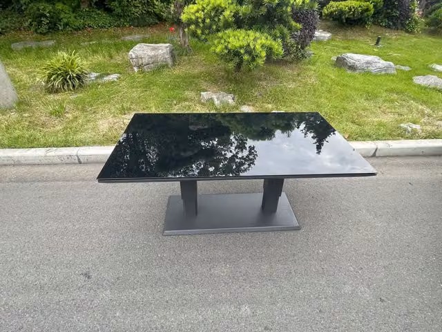 Fimous Dark Grey Aluminum Adjustable Height Garden Dining or Coffee Table