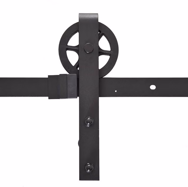 HOMCOM Black Carbon Steel Sliding Barn Door Hardware Kit with 2000mm Track System