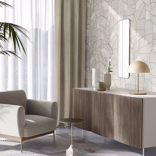 Erismann Elle 10445-02 Non-Woven Abstract Wallpaper in Beige and Gold Metallic – 2