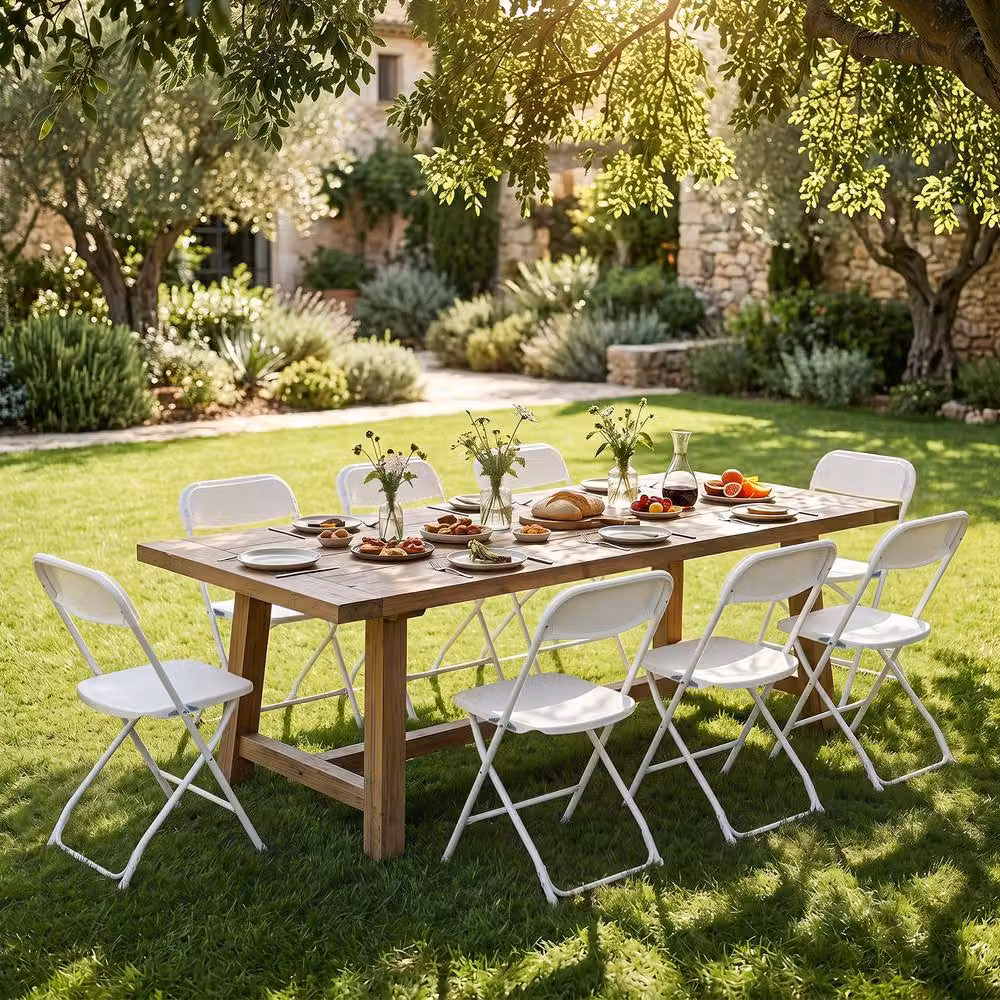 Gymax 4 Pack of White Metal Folding Chairs for Home, Office or Dining Room – 3