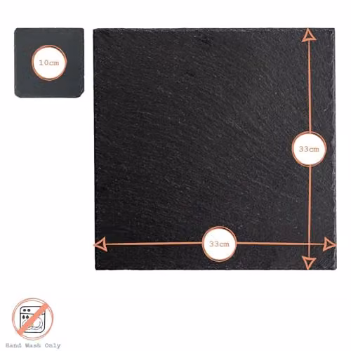 Argon Tableware 12 Piece Square Slate Placemats and Coasters Set in Black, Grey and Multicolour – 3