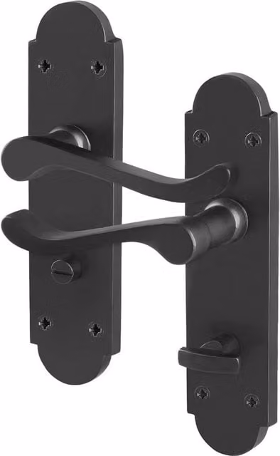 AFIT Matt Black Bathroom Door Handles, 1 Pair of Backplate Handles, W/H: 15.0 x 15.0 cm – 1