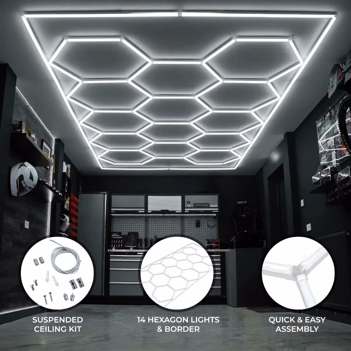 Monstershop Hexagon LED Ceiling Light, White, W/D/H: 35.56 x 35.56 x 14.0 cm – 2