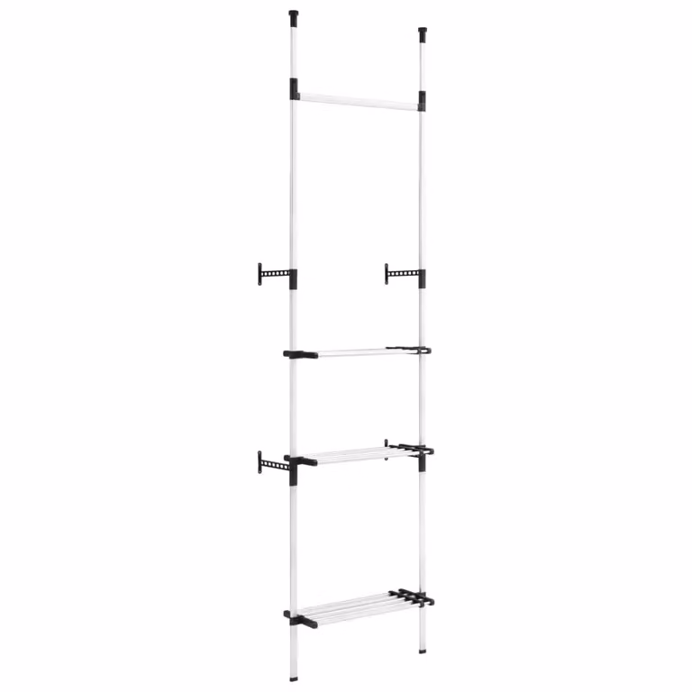 Berkfield Home Telescopic Aluminium Wardrobe System with Clothes Rail and Shelf in Silver