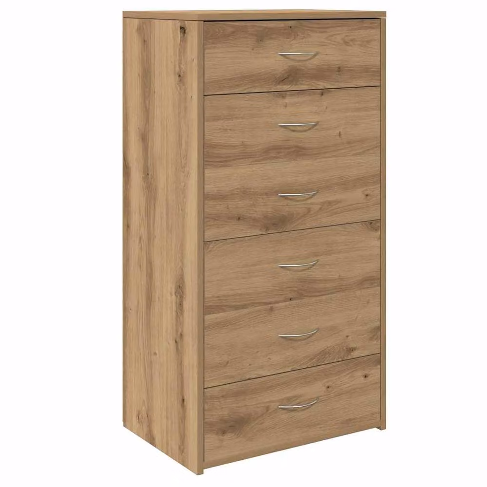 Berkfield Home Artisan Oak Sideboard with 6 Drawers in Brown, W/D/H: 50 x 34 x 96 cm – 2