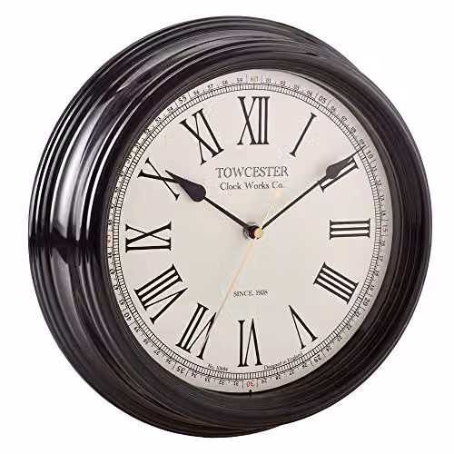 Acctim Redbourn Vintage Quartz Wall Clock in Black and Gold, Diameter: 30 cm – 3