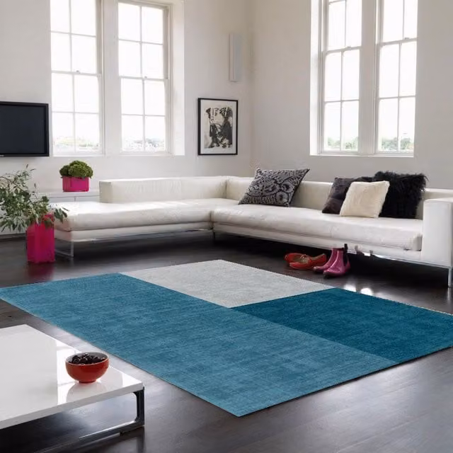 The Rug Shop UK Petrol Teal Geometric Wool Rug, W: 160 cm, D: 230 cm – 1