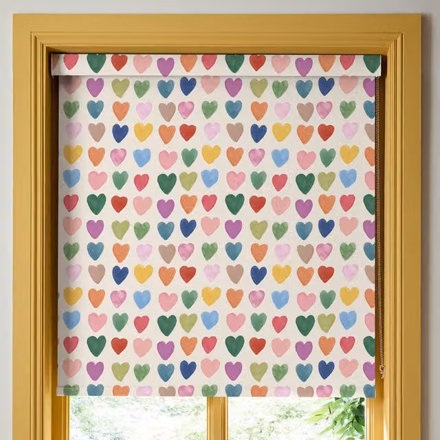 Wee Blue Bell Love Hearts Blackout Made To Measure Roller Blind, Multicolour
