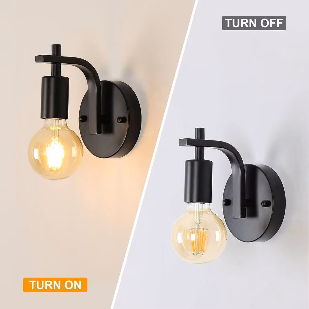 Goeco 4 Pack Industrial Vintage Metal Wall Lights in Black with E27 Up and Down Lighting – 5