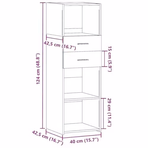 vidaXL Minimalist Black Highboard with Internal Shelves and Doors, W/D/H: 40 x 42.5 x 124 cm – 3