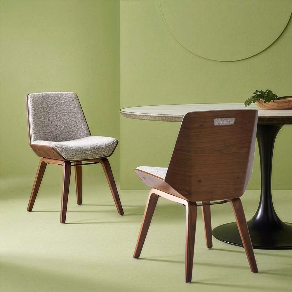 NICO Signature Beige Fabric Dining Chair with Wood Legs, W: 52.5 cm, D: 52.5 cm, H: 75.5 cm – 2