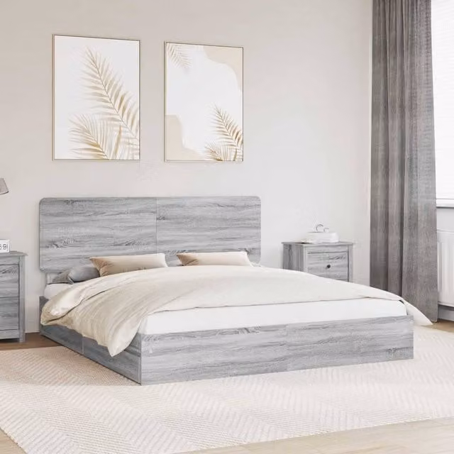 Berkfield Home Grey Sonoma Storage Bed with Drawers, W/D/H: 180 x 200 cm, Engineered Wood – 1