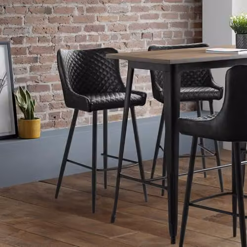Julian Bowen Luxe Diamond Quilted Faux Leather Bar Stool in Black – 1