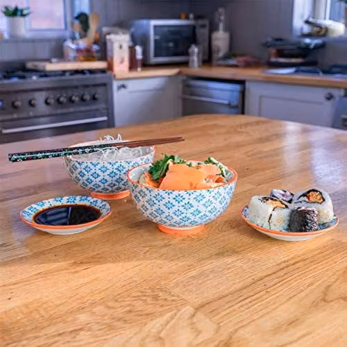 Nicola Spring Floral Patterned Stoneware Rice Bowls, Multicolour, Pack of 6 – 3