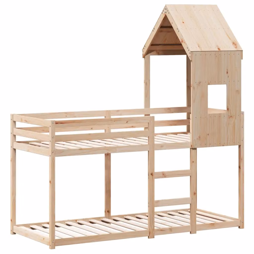 Berkfield Home Rustic Solid Wood Pine Bunk Bed in Brown, W/D/H: 80 x 200 cm – 2