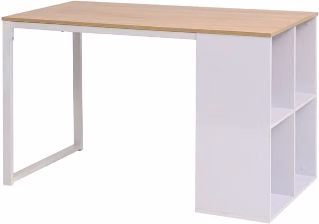 Berkfield Home Writing Desk in Oak and White, W/D/H: 120 x 60 x 75 cm