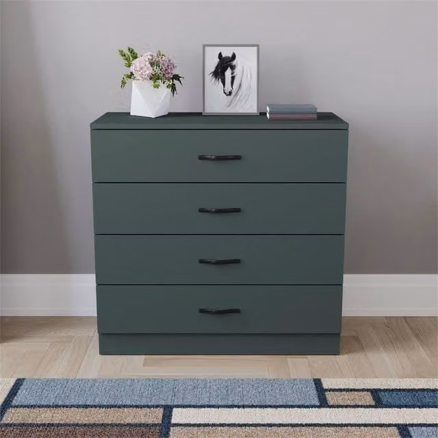 FORGEVIO Modern 4 Drawer Green Wood Chest of Drawers for your Bedroom – 1
