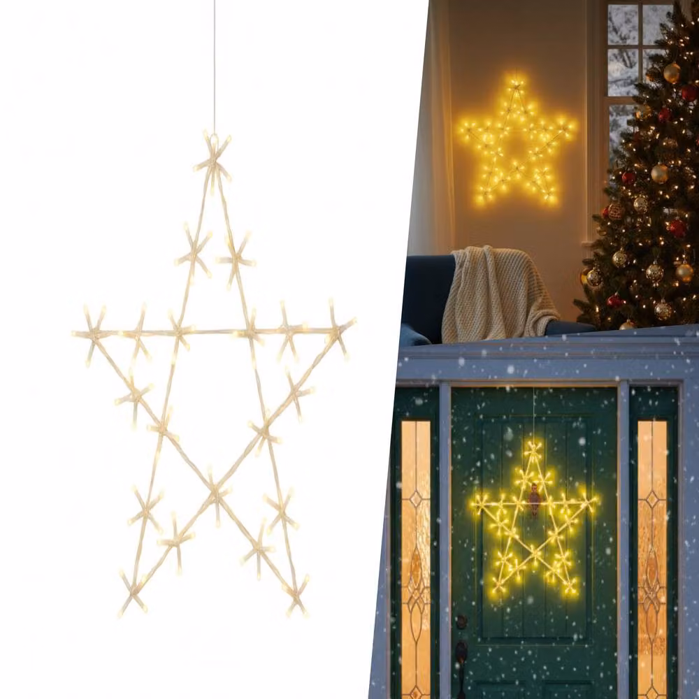 Pegdev White LED Christmas Star Metal Frame Garden Decoration, 50 cm – 3