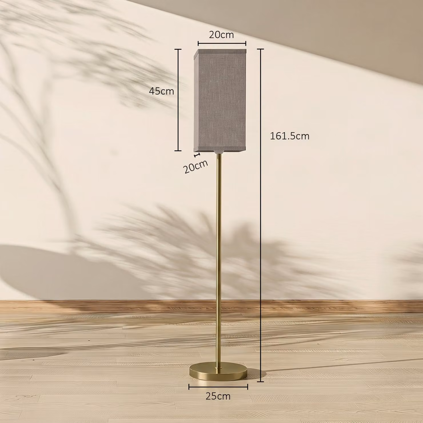 HOMCOM Modern Gold Floor Lamp with White Fabric Shade and Foot Switch – 3