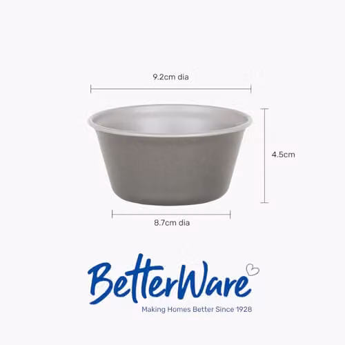 BetterWare Set of 4 Non-Stick Round Air Fryer Pudding Moulds in Grey, Diameter: 9 cm – 7