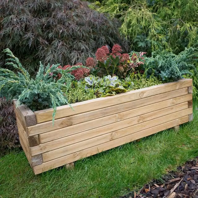 Agen Forest Brown Wood Ornamental Garden Planter Tub