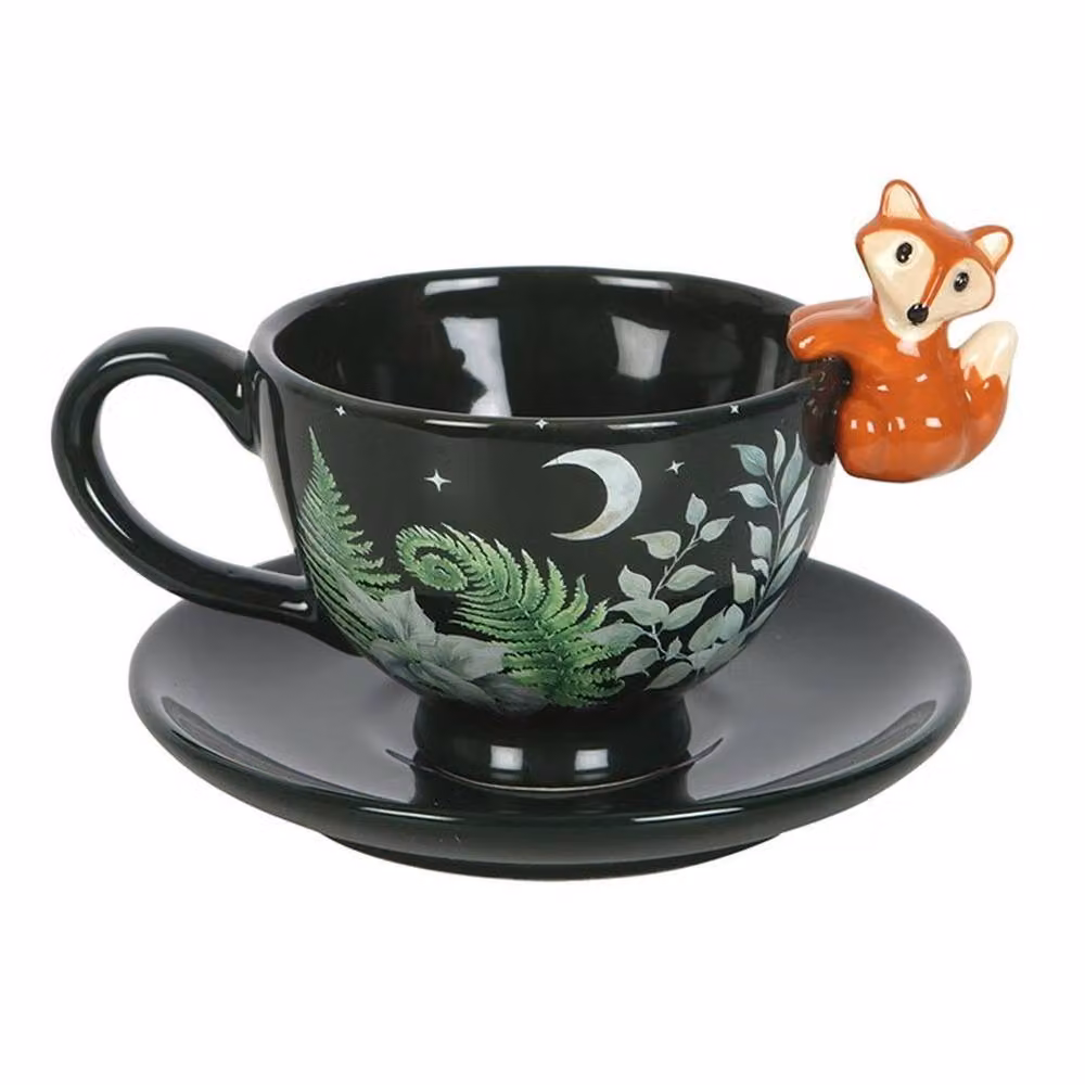 Uniqueful Green Forest Floral Ceramic Teacup with Saucer, 550 ml – 3