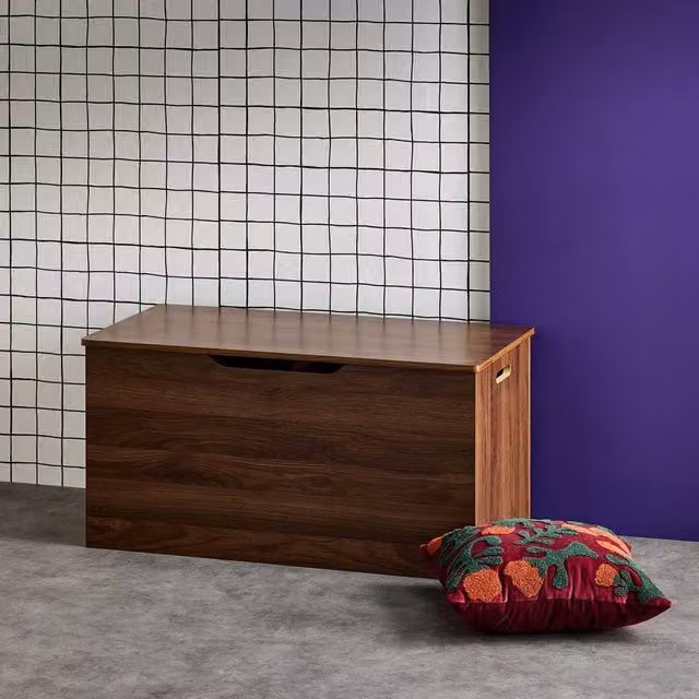 sweeek Walnut Wood Storage Box in Dark Brown, W/D/H: 78 x 40 x 40 cm