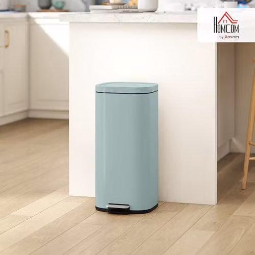 HOMCOM 30L Green Pedal Kitchen Bin with Soft-Close Lid and Removable Inner Bucket – 2