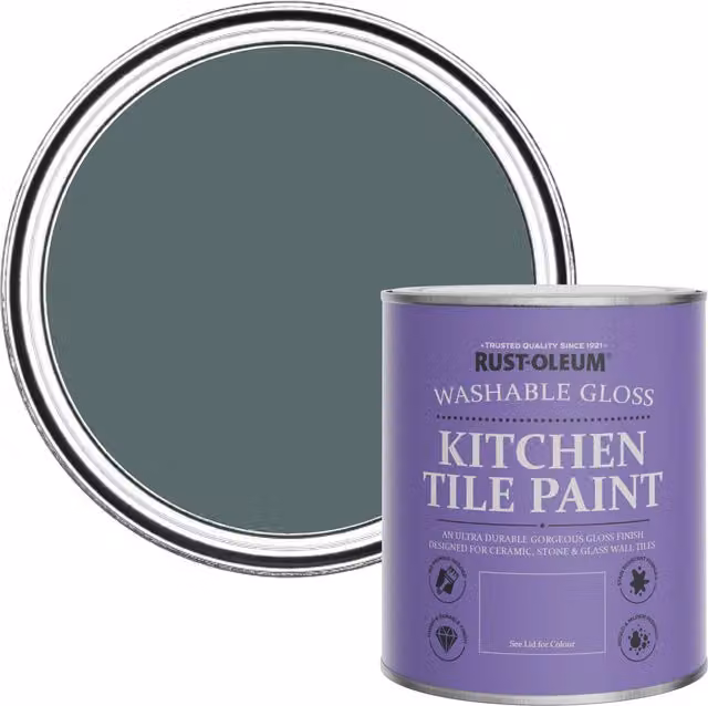 Rust-Oleum Water-Based Kitchen Tile Paint in Gloss Finish, Deep Sea Blue and Green, 0.75 l