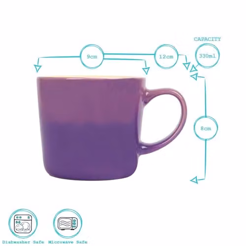 Argon Tableware Multicolour Ombre New Bone China Coffee Mugs, 330ml, Pack of 6 – 4