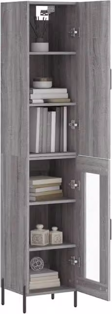 Berkfield Home Grey Sonoma Highboard in Engineered Wood, W/D/H: 34.5 x 34.0 x 180.0 cm – 1